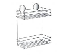 SMEDBO Doble Ducha Cesta diseño Autoadhesivo de Acero Inoxidable Cromado, Color Plateado