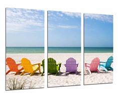 Cuadro FotogrÃ¡fico Playa tumbonas de colores, Mar, Vacaciones, Sol TamaÃ±o total: 97 x 62 cm XXL