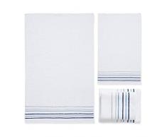 Catherine Lansfield Juego de Toallas de baÃ±o Java Stripe de 450 g/mÂ², algodÃ³n Suave y Absorbente, 4 Piezas, Color Blanco