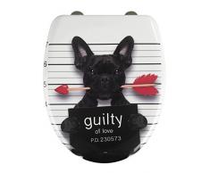 Wenko Guilty Dog Negro, Rojo, Blanco Asiento de baño (Alargado, Tapa Blanda de Inodoro, Duroplast, 1,92 kg, 38 cm), 47.5 x 6.0 x 40.0 cm