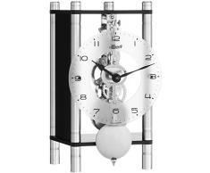 Hermle Reloj de Mesa de Esqueleto con columnas de Aluminio anodizado, Trapezoidal 23036-740721, Esfera Ã¡rabe, Cristal Negro, Mecanismo niquelado.