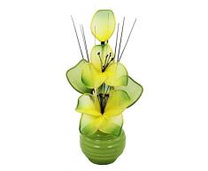 Flourish 813 – Jarrón con flores de nailon artificiales Amarillo/Verde De 726805, Amarillo, 32 cm, tamaño pequeño