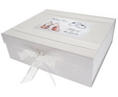 White Cotton Cards Caja de Recuerdo de Día, Madre del Novio Grande, Zapatos y Diseño de Anillos de Boda, Junta, Color Blanco, 27,2 x 32 x 11 cm