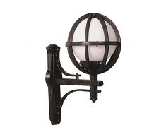 Aplique de pared globo en ángulo para exterior, abs , negro, 35x23x50, casquillo E 27 Max 60 W