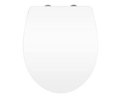 WENKO Tapa de WC blanco Duroplast acrÃ­lico - antibacteriano, dispositivo automÃ¡tico de descenso, sujeciÃ³n higiÃ©nica Fix-Clip, Duroplast, 38 x 44.5 cm, Blanco