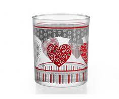 Home Vasos Agua de 220 ML, diseño Love, Pack de 3 Unidades, Cristal, Transparente/Multicolor