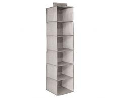 InterDesign Aldo - Organizador colgante, de tela, para almacenamiento en el armario; organiza suéteres, zapatos, accesorios - 6 estantes - Lino