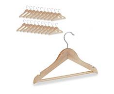 Relaxdays, Marrón, 19,5 x 30,5 x 1 cm Pack 20 Perchas Infantiles con Gancho Giratorio, Madera, Natural