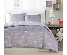 Lala + Bash Malar Butterfly Print-Juego de edredÃ³n de 2 Piezas, Gris y Blanco, Cama Individual