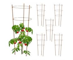 Relaxdays 76cm 6 Jaulas Planta Trepadora, Tutor Arbusto, Soporte Cultivos y Flores, 3 Anillos, Metal y PlÃ¡stico, MarrÃ³n, 50% Hierro 30% 20%