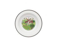 Villeroy & Boch Design Naif Plato Hondo Bodas de DiseÃ±o ClÃ¡sico con Alegre decoraciÃ³n, Porcelana, Verde, 20 cm