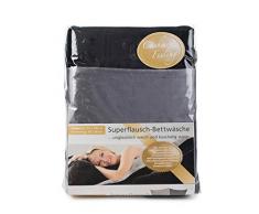 Gözze - Ropa de cama reversible, Tacto de cachemira, Funda nórdica: 135 x 200 cm, Funda de almohada: 80 x 80 cm, Microfibra - Negro/Antracita