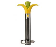 Joie Vaciador Pelador de PiÃ±a, Acero Inoxidable, Gris y Amarillo, 9.5x9.5x25.5 cm