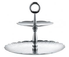 Alessi Dressed for X-mas Frutero Doble Brillante con decoraciÃ³n en Relieve, Acero, Plateado, 18 x 10