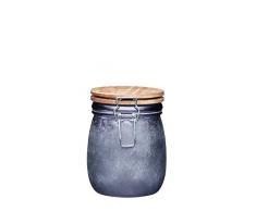 Kitchencraft Industrial cocina pequeño tarro de cristal con tapa hermética de madera, 700 ml (1,25 pts) - acabado de hormigón, Gris, 12,5 x 11 x 13,5 cm