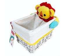 ARDITEX FP10072 Cesta de mimbre con forro textil y peluche aplicado de 20x16x13cm de MATTEL-Fisher-Price