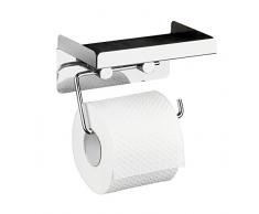 Wenko Portarrollos de Papel Higiénico con Repisa Grande, Acero Inoxidable, Plata Brillante, 11.5x16x12.5 cm