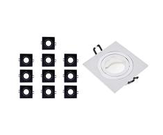 Pack 10 - Wonderlamp W-E000118 Foco Empotrable Techo Cuadrado Basculante, Iluminacion interior, Negro, 10 Unidades & Clasic W-E0 Foco empotrable cuadrado GU10, Aluminio, 5 UNIDADES
