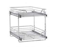 Household Essentials Glidez Deslizante de 2Â Niveles OrganizadorÂ âÂ Tire Armario Estante, Cromado, 14.5 Wide