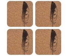 Ladelle Posavasos Plumas 10Â x 10Â x 0, 5Â cm, 4Â Piezas, Multicolor, 4Â Piezas