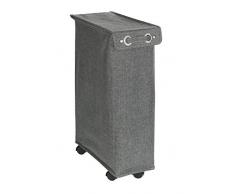 Wenko Corno Prime Color Blanco Cubo de lavanderÃa Cesto con Tapa Capacidad 43 L, poliéster, Negro, 40 x 18 x 60 cm