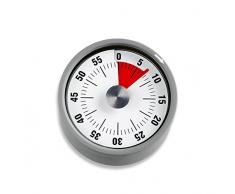 ADE Temporizador de Cocina TD1708. Timer Redondo magnético con Alarma. Plastico y aceró Inoxidable 6 cm Color Gris