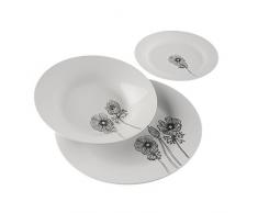 Versa 17760768 Vajilla 18 Piezas Etherial, 3x27x27cm, Porcelana, Blanco y negro
