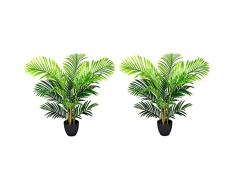 GreenBrokers Paquete de 2 Palmeras Artificiales de Tacto Real Areca Phoenix en Maceta de 94 cm, Verde, 94 cm