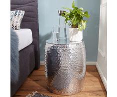 Wohnling â Mesa auxiliar, Pedro 42 x 49 x 42 cm aluminio plata mesa decorativa CojÃn redondo, mesa martillado Almacén pequeña, Diseñador estante mesa metal Modern, anstell mesa estrecho, 47 x 47 x 53 cm