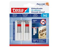 Tesa 77765 - 00000 - 00 - Tornillo (Adhesiva para Azulejos y Metal, Ajustable, 3 kg Potencia de sujeción, 2 Unidades)