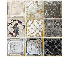 The Stupell Home Décor Collection Stupell Industrias Vintage Tin Azulejos por Color Panadería, Juego de Lienzo Pared Art Set, Fabricado en Estados Unidos