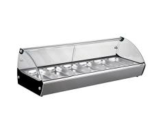 Lacor 69603 Vitrina Térmica, Expositor de Alimentos, Cristal, 800 W, Capacidad: 6xGN 1/3, Termostato Regulable: 30ºC-90ºC, Acero Inoxidable, Transparente