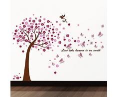 Walplus Pared Pegatinas Enorme árbol con 3D Mariposas y Puntos extraÃble Adhesivo Decorativo para murales Nursery Restaurante Cafe Hotel Edificio Oficina decoración del hogar