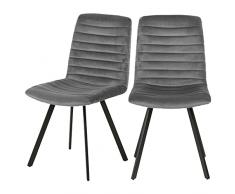 Selsey Kimmy - Juego de 2 sillas de Comedor - Gris Oscuro - Base Negra â Moderno