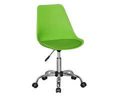 Amstyle Design - Sillón Giratorio (Piel sintética), Piel sintética, Verde, 47 x 45 x 82 cm