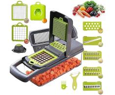 Cortador de verduras multifuncional profesional 8 en con hoja de acero inoxidable, colador de huevos, cebolla, zanahoria, fruta, rallador de patatas
