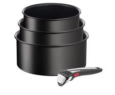 Tefal Ingenio Unlimited On - Juego de 3 + Mango extraÃble: cazos de 16/18/20 cm, mango intercambiable, sartenes antiadherentes, revestimiento titanio, Thermo-signal, apto lavavajillas