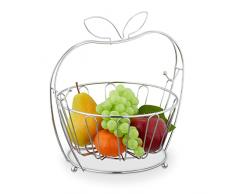 Relaxdays Frutero, Metal, Cesta ExtraÃ­ble, 28,5 x 28 x 23 cm, Bol de Rejilla Fruta y Verdura, Moderno, Plateado, 100% Hierro