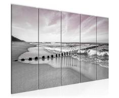 Runa Art Cuadro XXL Playa Mar 200 x 80 cm Gris Rosado 5 Piezas - Made in Germany - 025255b