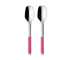 Villeroy & Boch S+ Berry Fantasy Cubertería para ensalada, 2 piezas, 28 cm, Acero inoxidable, Mangos de silicona rosa