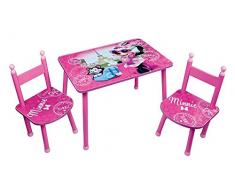 Fun House Disney Minnie Mesa con 2 sillas para niños, MDF/Metal, 60 x 40 x 44 cm