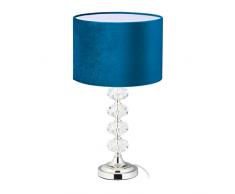 Relaxdays LÃ¡mpara Mesita de Noche, Terciopelo y Cristal, 47 x 26 cm, Rosca E14, Luz Sobremesa, SalÃ³n, Escritorio, Azul