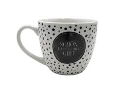 Dekohelden24 Taza de cafÃ© Maxi XXL de porcelana, diseÃ±o de lunares, color blanco y negro, tamaÃ±o Alto: 9,2 x 10,5 cm, capacidad de 400 ml, apta para lavavajillas.