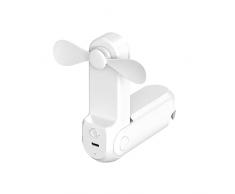 Rawrr Mini ventiladores USB, ventilador de mano, funciona con pilas, recargable, plegable, con función de soporte (blanco)