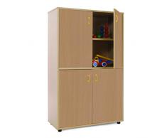 Mobeduc armario con 4 puertas, madera, madera de haya, 90 x 147 x 40 cm