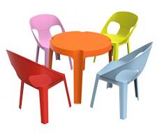 resol Rita Set Infantil, 1 Mesa Naranja + 4 Sillas Roja/Rosa/Azul/Lima