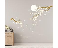 Walplus - Pegatinas de Pared con Cristales de Swarovski y Flores bajo la Luna murales para decoración del hogar, Sala de Estar, Restaurante, Hotel, café, Oficina, decoración