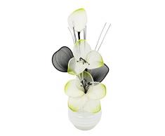 Flourish 813 – Jarrón con Flores de 727031 Crema/Amarillo Artificial Flor de Nylon, 32 cm, Color Blanco, pequeño