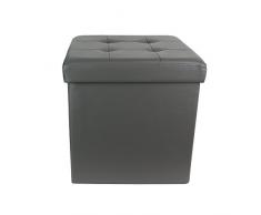 THE HOME DECO FACTORY HD3400 baúl reposapiés Plegable Negro, Poliuretano, Gris, 37.5x37.5x37.5 cm