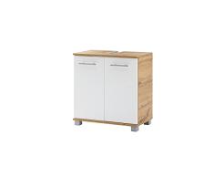 Schildmeyer Nitro Armario para Lavabo 144229, Madera de ingenierÃa, Eiche Landhaus Dekor/Weià Matt, 60x36,6x63,4 cm